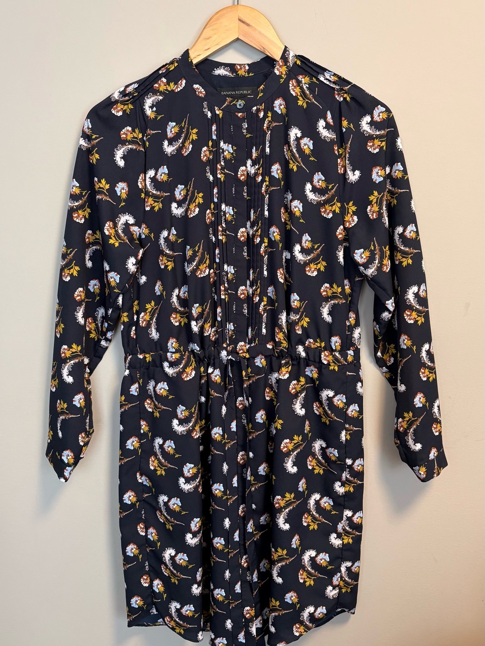 Banana Republic Navy Floral Blouse Dress